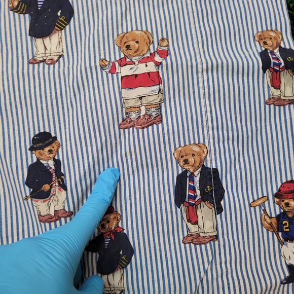 VTG 90s Ralph Lauren Polo Bear AOP Pillowcase Made in USA Preppy - Picture 3 of 5